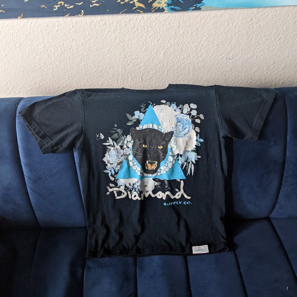 Diamond Co Navy Blue Black Panther Crew Neck Shirt